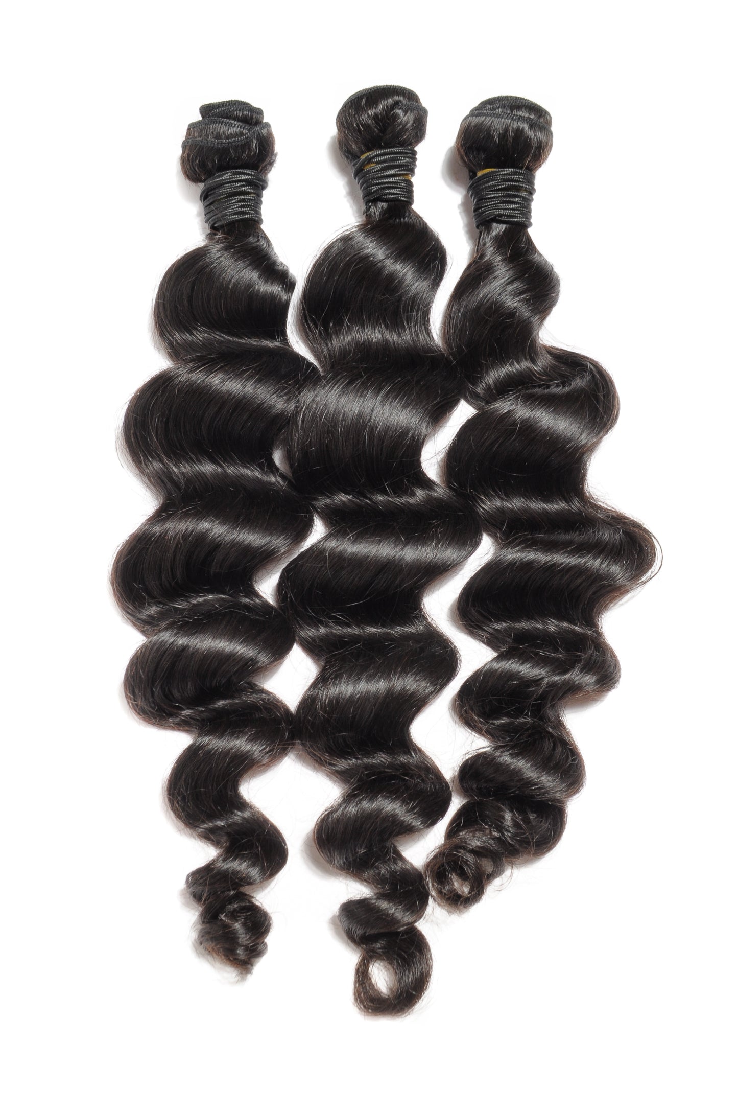 Three spiral black curly hair extensions bundles